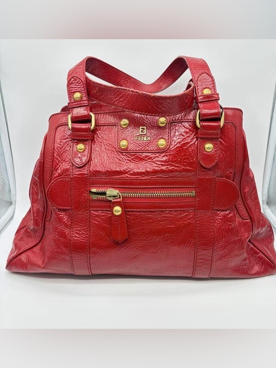 Fendi Handbags - Fendi Red Leather Satchel tote with Gold-Tone Hardware